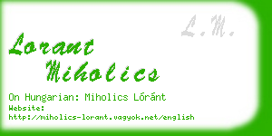 lorant miholics business card